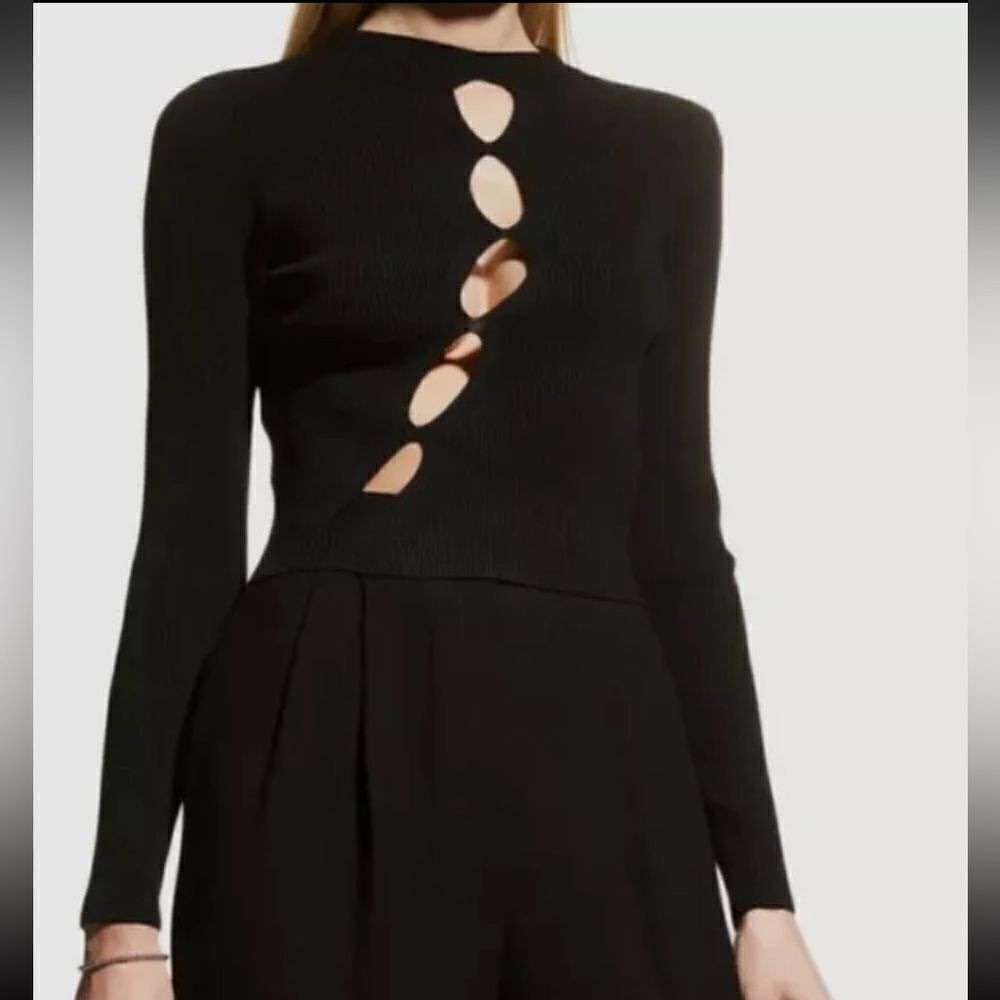 NWT Ronny Kobo Gilly Asymmetrical Knit Top Black Small